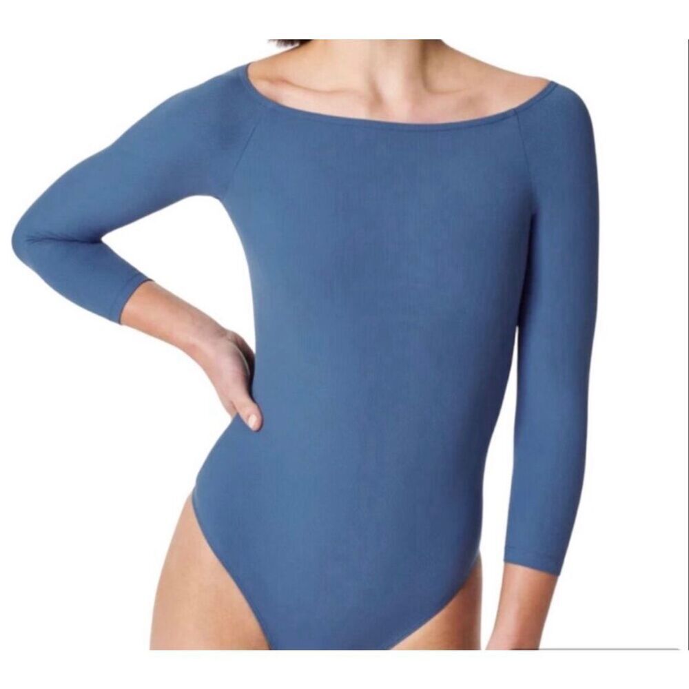 Spanx Ribbed Boatneck Bodysuit in Indigo Haze Size‎ Medium NWT